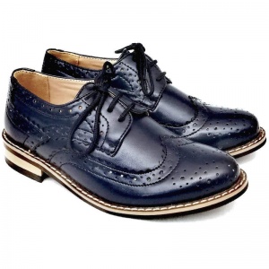Boys Navy Brogue Derby Pointed Shoes